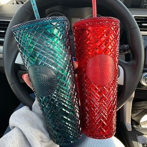 NEW Starbucks Holiday 2021 Tumblers ! Combo Shiny red and green RARE